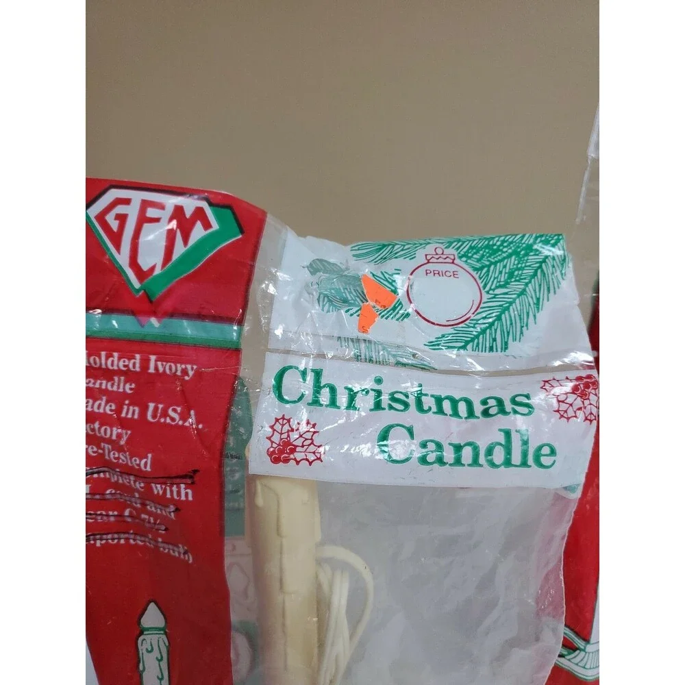 2 Vintage Plastic Drip Wax Christmas Candles Gem New